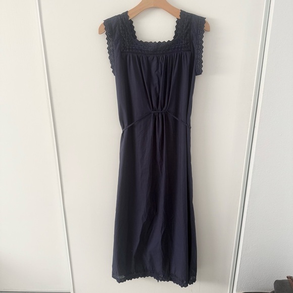 DOEN Saison Broderie Anglaise-trimmed Organic Cotton-poplin Midi Dress  XXS - Picture 4 of 15